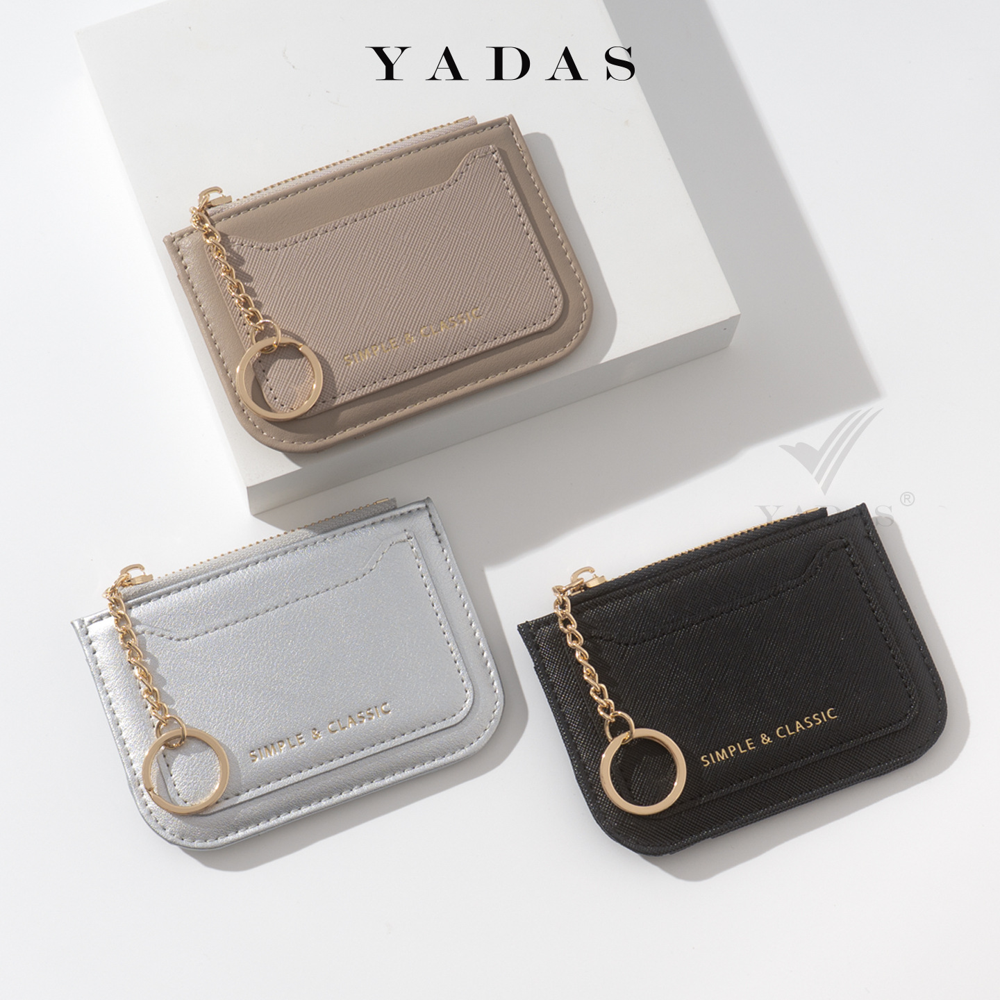 YADAS nuevo corto portátil tarjeta cartera multi-tarjeta función cremallera bolso de cambio bolsa de tarjetas de moda mujer pu