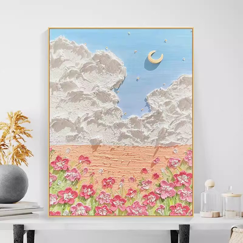 现代简约风格客厅装饰画ins奶油风肌理质感卧室桌面摆件餐厅挂画