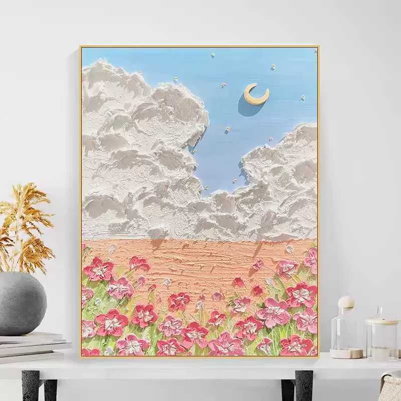 现代简约风格客厅装饰画ins奶油风肌理质感卧室桌面摆件餐厅挂画