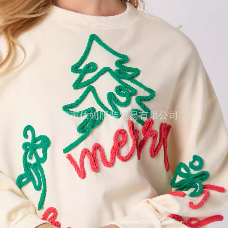 アマゾン秋冬新作越境欧米女装クリスマス刺繍プルオーバー|undefined