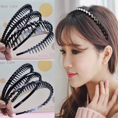 Simple black plastic hairband for women, all-match face wash, broken hair hole, tooth pressure hair non-slip headband for men and elderly hairpins