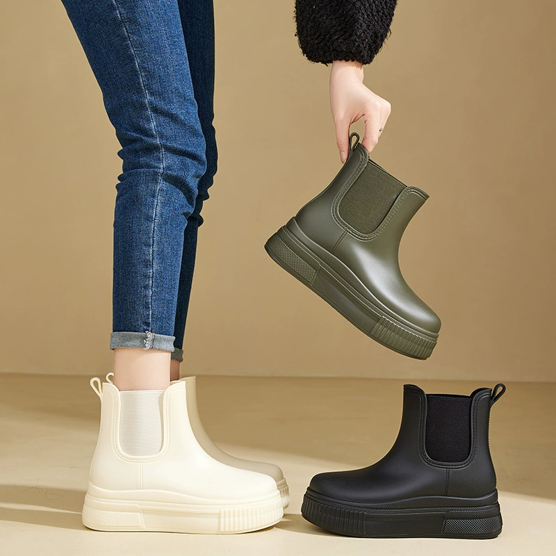 Трансграничная мода сапоги дождя женский Челси Корейская версия водная обувь толстый подошв износостойкая дикая женская обувь нескользящая кухня резиновая обувь женский