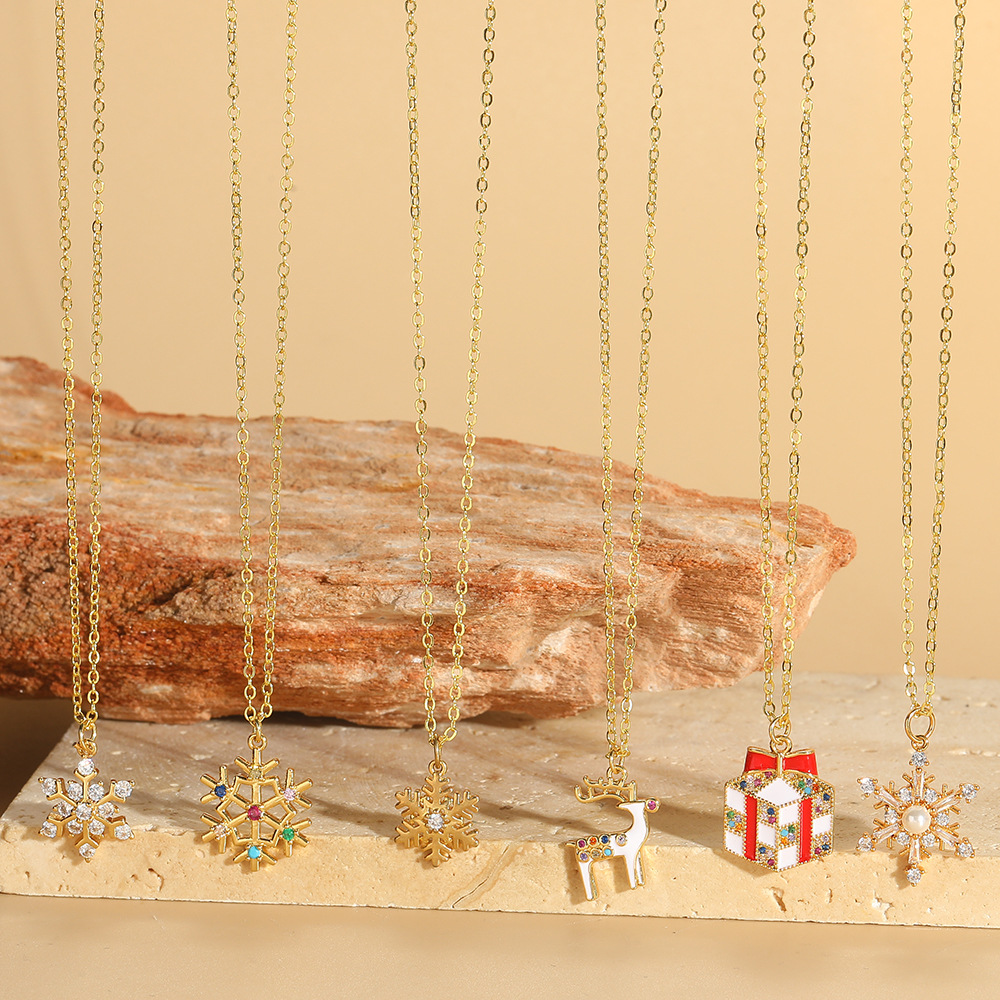 跨境热销精致个性Christmas礼物吊坠锁骨链 小众百搭雪花项链饰品