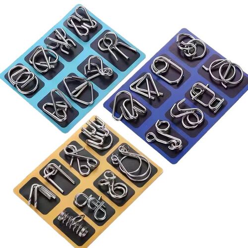 Same-day shipping student educational intelligence children's unlocking ring puzzle toy Lu Ban lock intellectual puzzle 24-piece set nine-linked rings