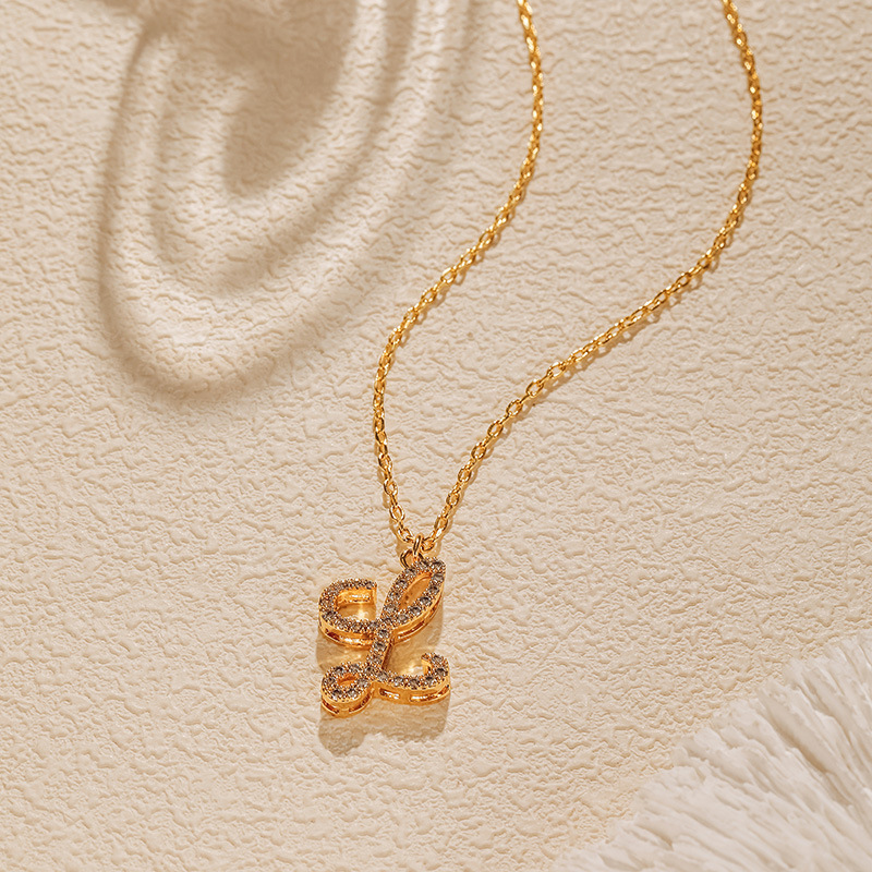 Kupfer 18 Karat Vergoldet Einfacher Stil Brief Inlay Zirkon Halskette Mit Anhänger display picture 21