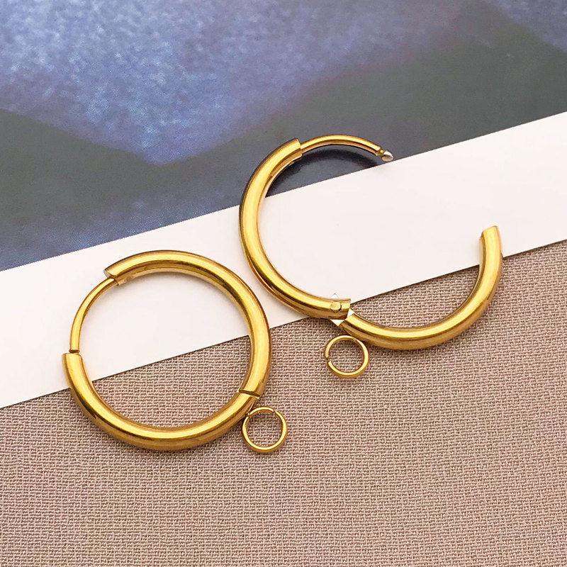 シンプルなステンレス鋼のイヤリングアクセサリー高色保持イヤリングラウンドクロスイヤリング手作り diy イヤリング材料卸売|undefined
