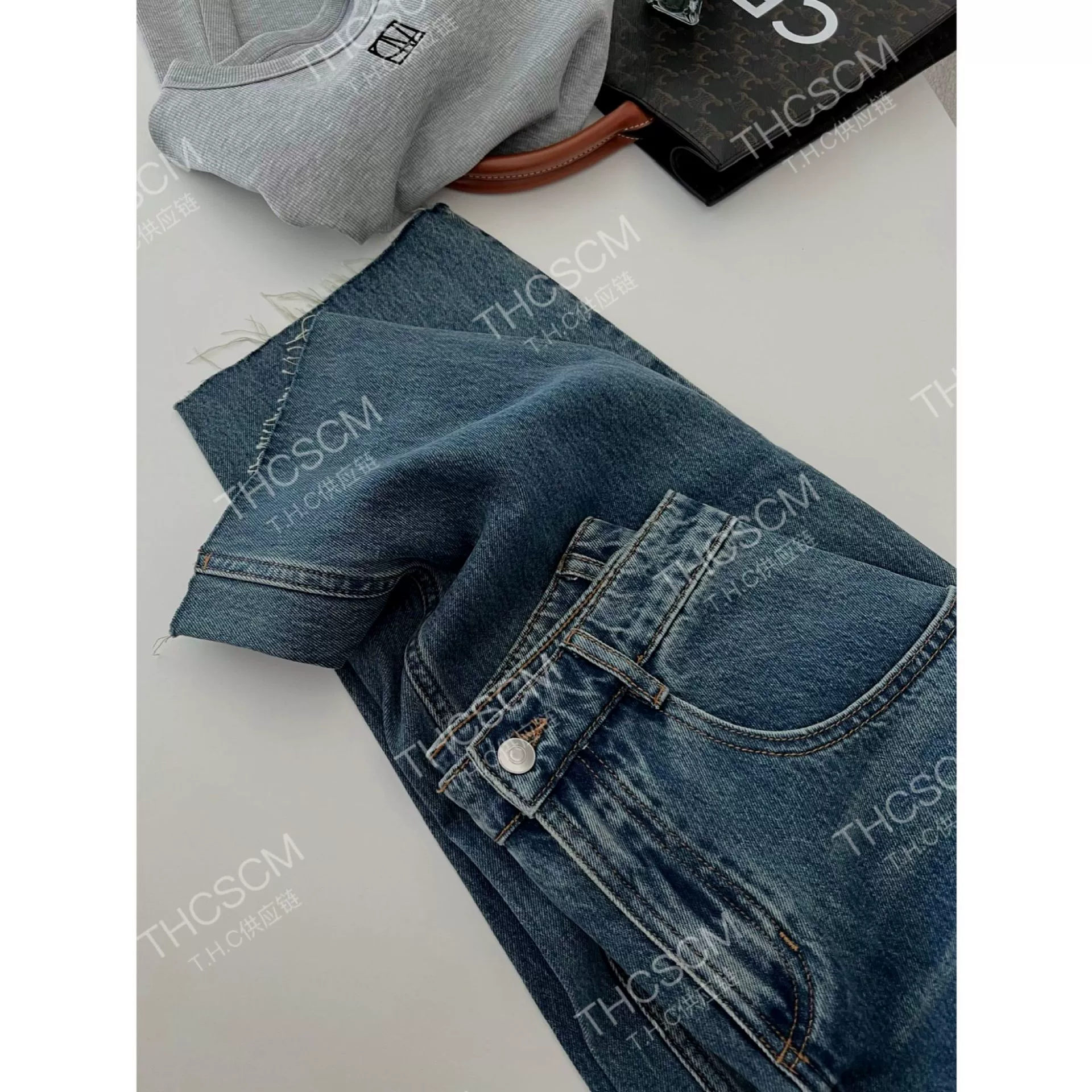 Demi-season velvet three dimensional jeans, high waist, oversize