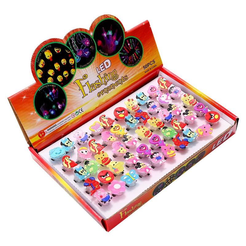 Flashing Ring Toy, soft rubber LED flash, diameter 2.5 cm, mixed cartoon/holiday styles