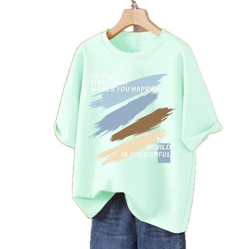 外贸女装夏季短袖t恤宽松重磅韩版打底上衣地摊批发便宜批发|undefined