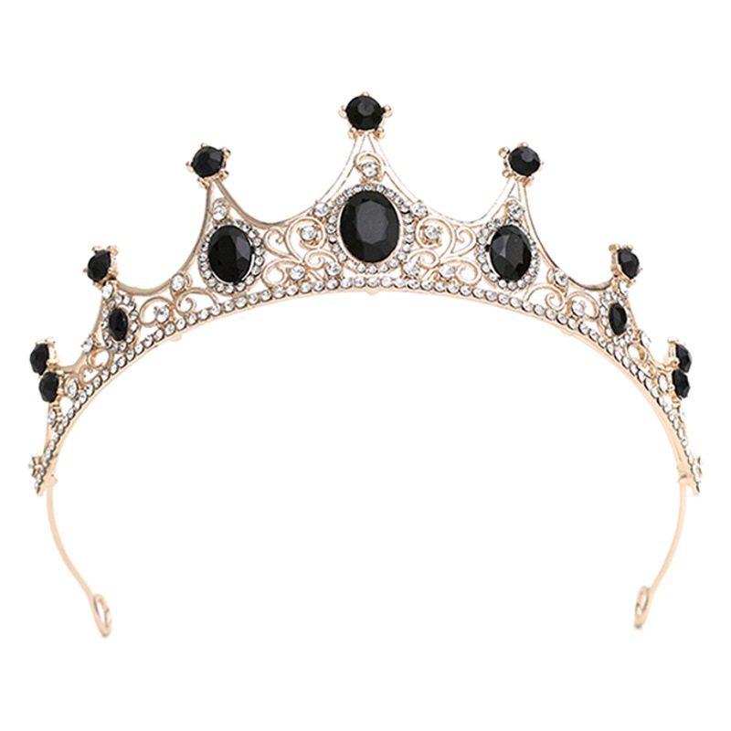 Online Rojo Negro Barroco corona tocado novia estilo coreano 18 años de edad, mujer adulta Ceremonia de cumpleaños princesa Corona al por mayor