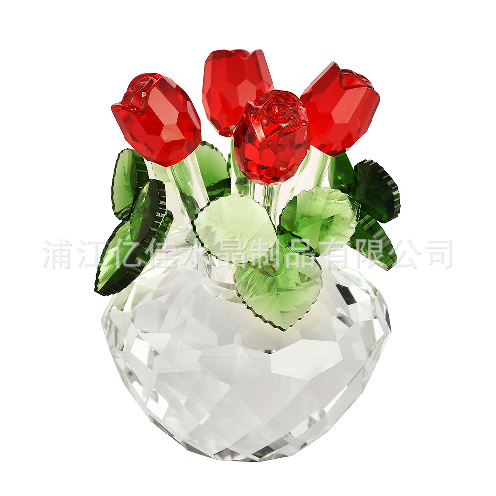 Regalos de San Valentín transfronterizos para esposas joyas para el hogar nunca marchitamiento de cristal rosas de cristal ornamentos de artesanía