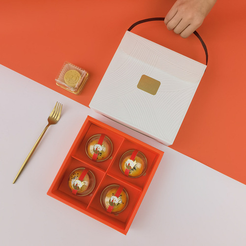 Creative 4 pieces, 6 pieces, 8 pieces snow skin mooncake box empty box Mid-Autumn mooncake gift box portable egg yolk cake packaging box wholesale