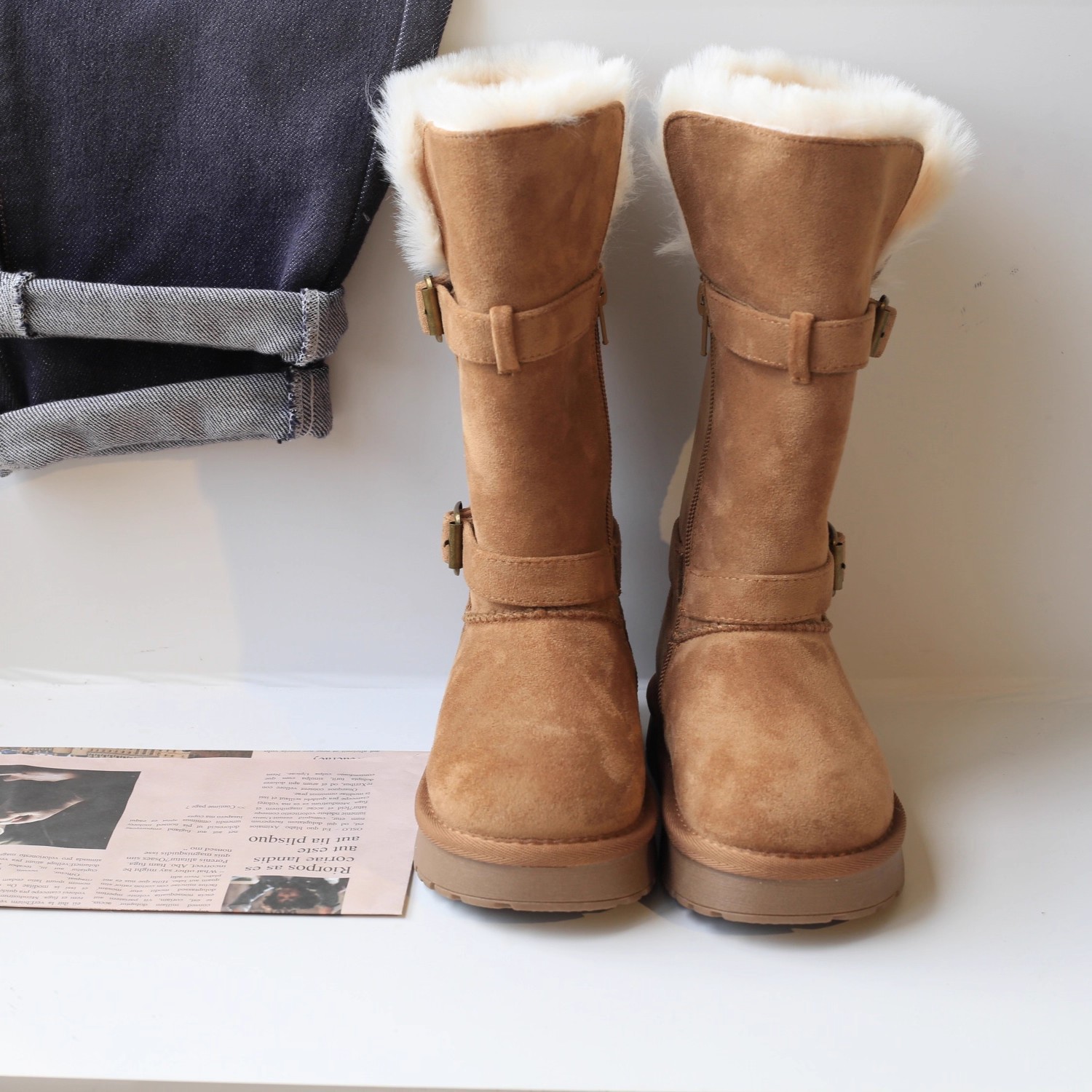 Children's Snow Boots Fleece-Lined Thickeneded Boots Girls' Boots 2025 Winter New Furry Shoes Princess Cotton Shoes