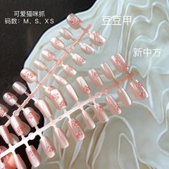 30片手工穿戴美甲可愛貓爪可愛卡通百搭可拆卸成品美甲貼片