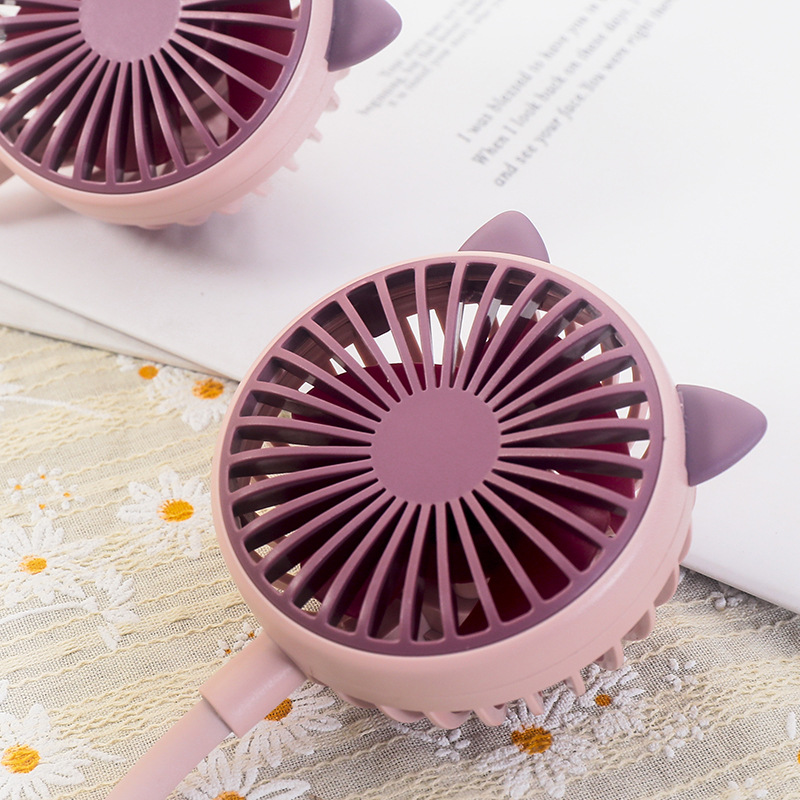 High-Quality Outdoor Cartoon Strap Lazy Man Small Fan Company Gift Portable Foldable Charging Sports Fan