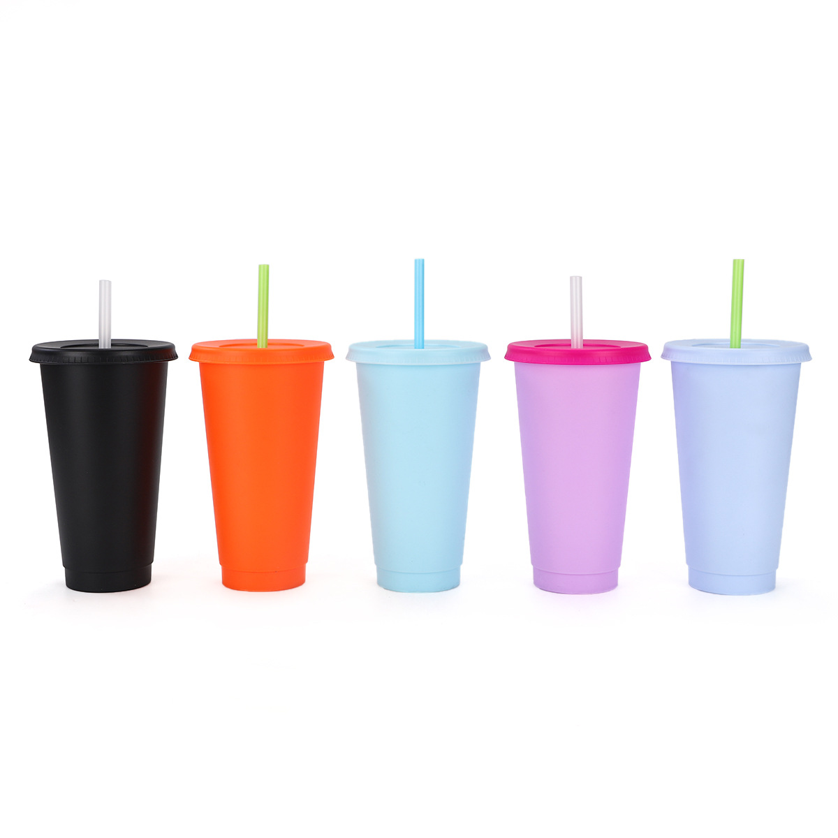 Transfronterizos de suministro directo de color sólido color PP material taza de bebida directa alta capacidad de 24oz taza de paja de plástico