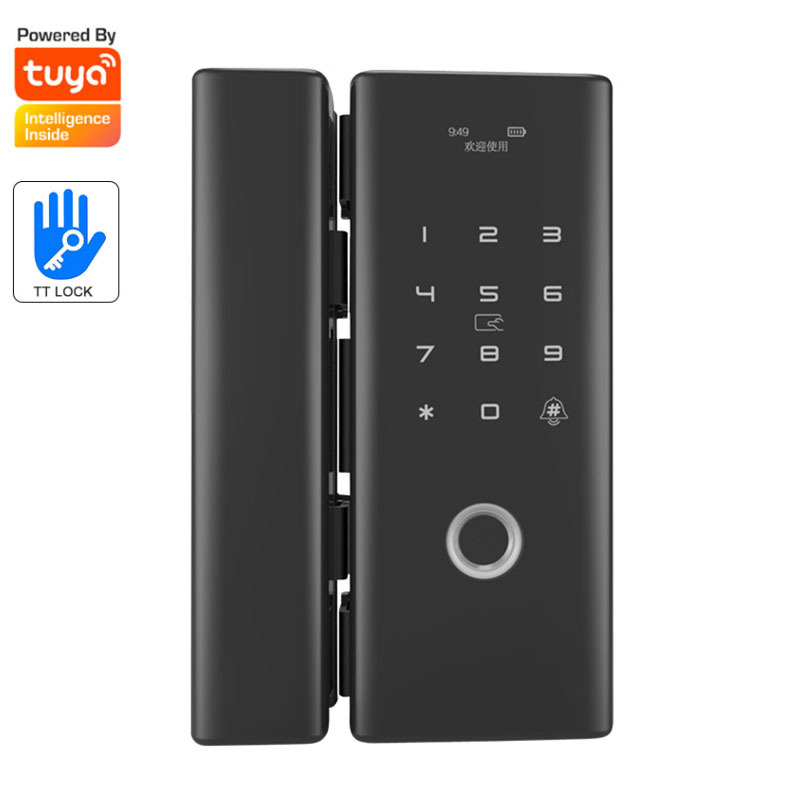 玻璃门指纹锁免开孔双开门智能电子锁门禁锁办公室密码锁手机开锁