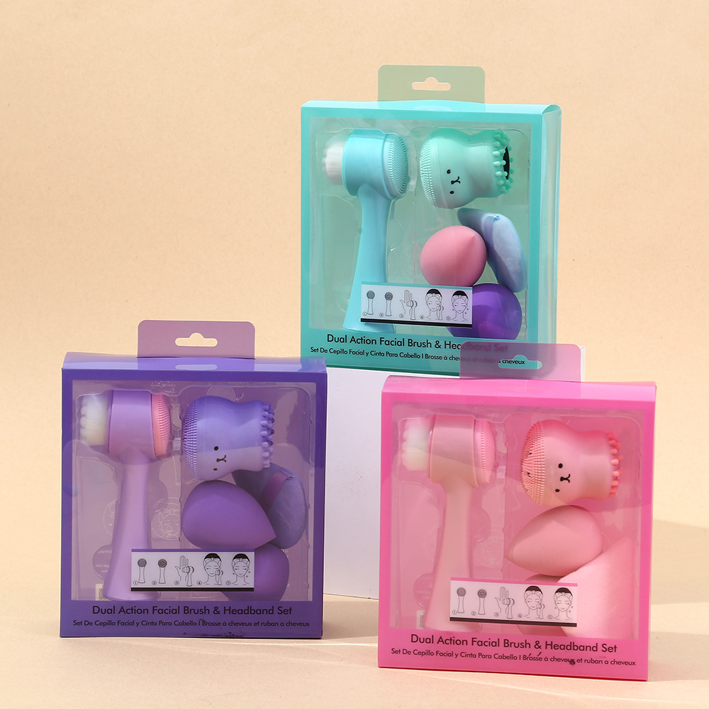 双面洗脸刷小章鱼洁面刷水滴美妆蛋三角粉扑组合套装套盒黑头清洁