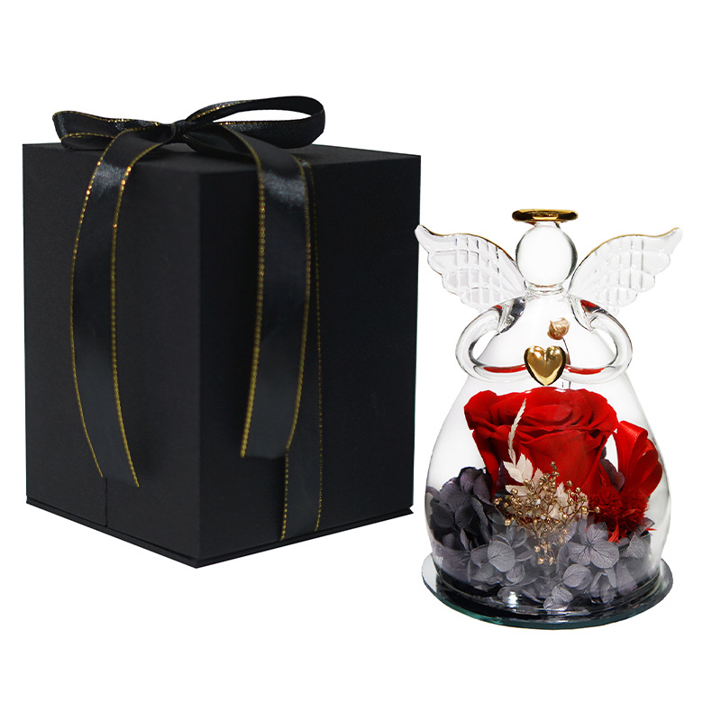 Yunnan flor permanente cubierta de cristal Ángel adornos flores para enviar novia qixi Festival regalo Amazon