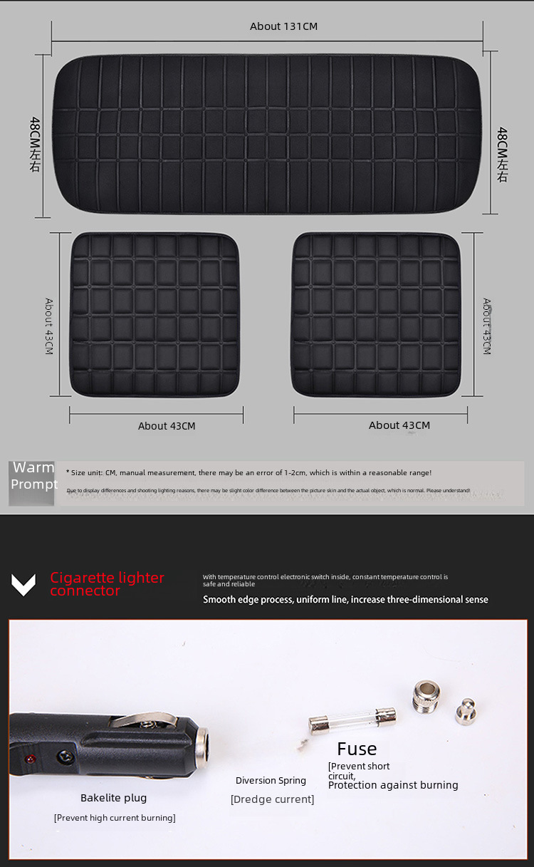 Cross-border square heating small square cushion car seat cushion single seat wholesale winter seat cushion interior accessories jewelry heating pad