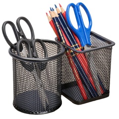創意金屬網狀圓形筆筒 方形筆筒 桌面筆桶收納盒工具辦公文具用品