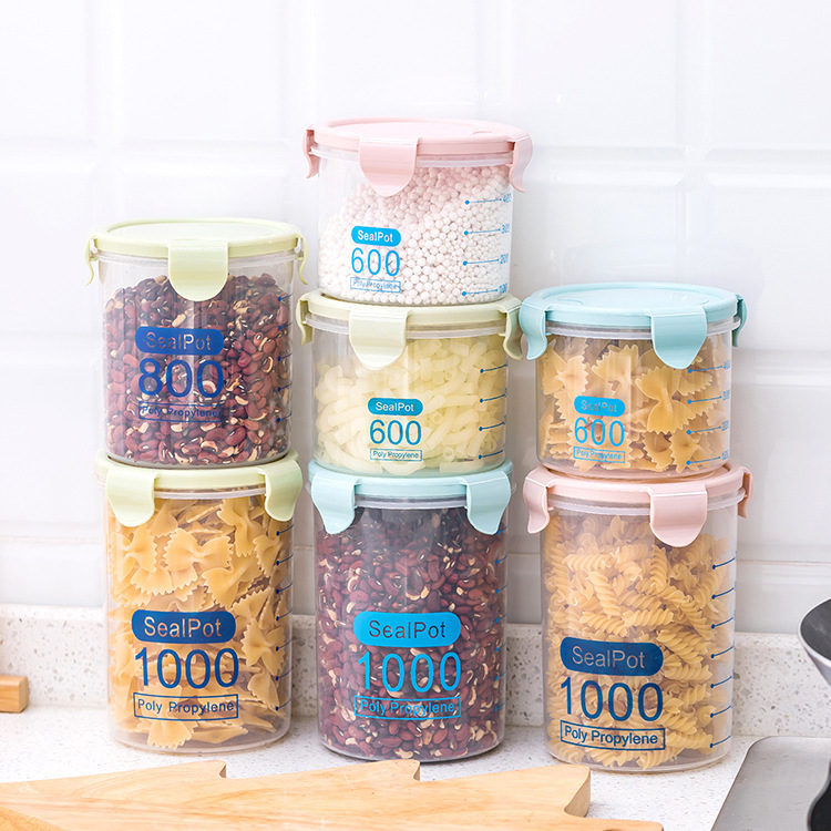キッチン収納透明食品保存缶蓋付きプラスチック五穀雑穀スナック収納ケース|undefined