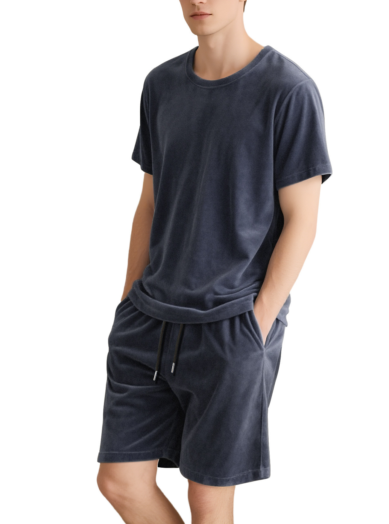 Nuevo transfronterizo de Europa y América Amazon TEMU nuevo hombre de manga corta pantalones cortos deportivos casuales cuello redondo T-shirt de color sólido