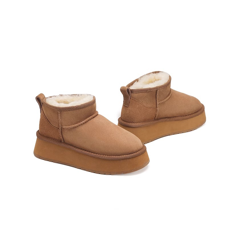 New Winter 2023 Fur Integrated Sponge Cake Thick Sole Short Boots_voghion.com
