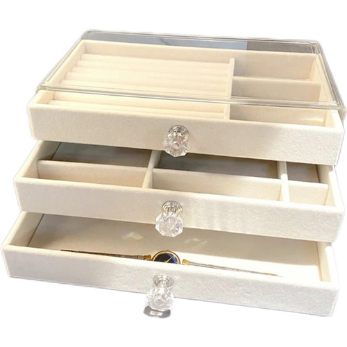 Fleece jewelry storage box earring and ring storage box accessory dustproof drawer-style gem box vanity storage