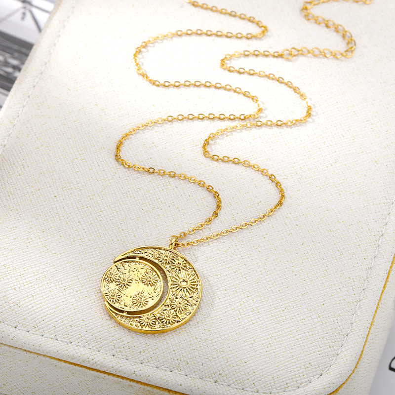 fashion sun and moon combination copper necklace wholesale