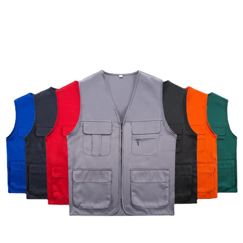 纯色马甲定制印logo户外宣传马夹志愿者摄影工作服多口袋定做背心