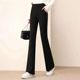 Women's High-Waist Micro-Trousers Spring and Summer Thin Micro-Horn Pants chubby girl plus size Slim-Fit Elastic Small Black Pants Horseshoe Pants
