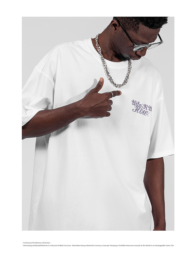 Camiseta masculina de marca de moda americana, manga curta, solta, tamanho grande, 220g, camisa de casal de hip hop de rua_voghion.com