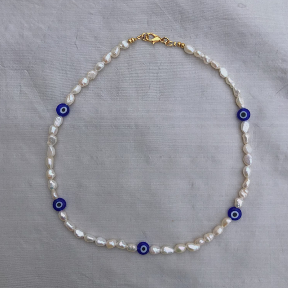 Fashion Devilu0027S Eye Pearl Titanium Steel Necklace 1 Piece