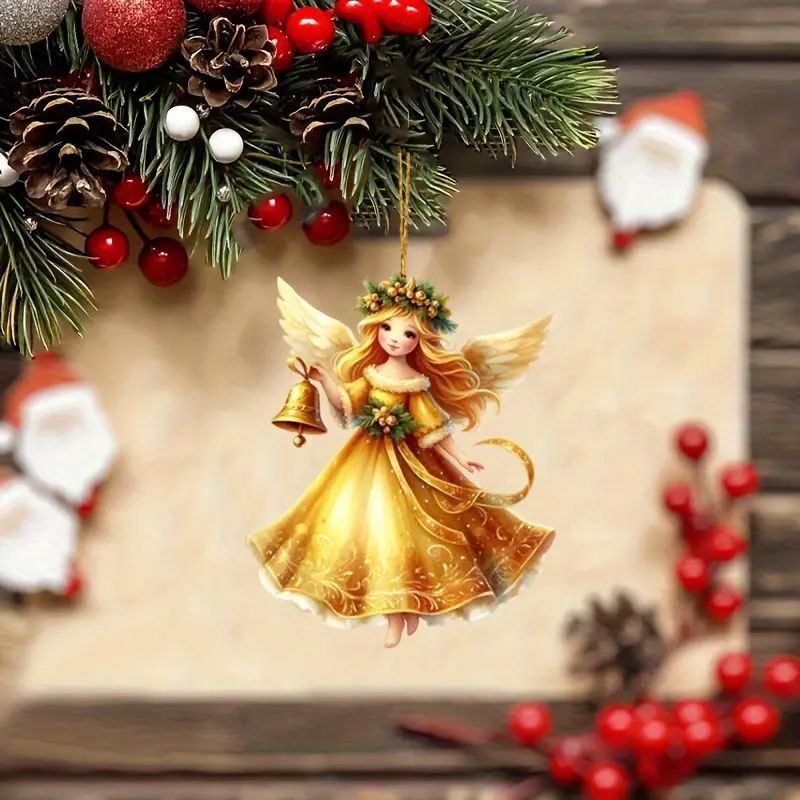 Nuevo árbol de Navidad lindo ángel decoración colgante acrílico plano transfronterizo coche que usted colgante decoración espejo retrovisor image 1