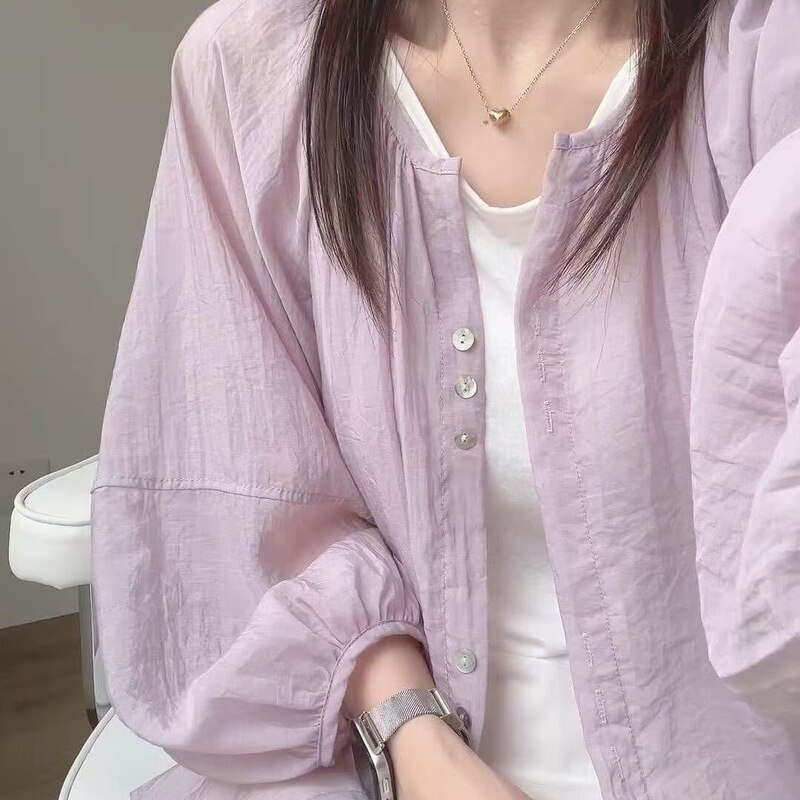 Korean Sun Protection Shirt Jacket Women's Thin Summer New Cardigan Outer Loose Long-Sleeved Shirt Short Top
