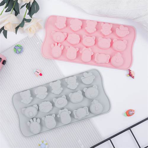 15 connected cartoon silicone ice tray mold homemade ice cream ice cube mold silicone chocolate mold DIY baking tools