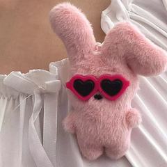 可愛甜心彎耳兔掛件毛絨ins鑰匙扣情侶學生兔子個性禮物書包掛飾