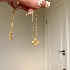 S925純銀同タイプの大衆デザインのネックレス女性中古高級感セーターチェーンフラッシュドリル鎖骨チェーン女性