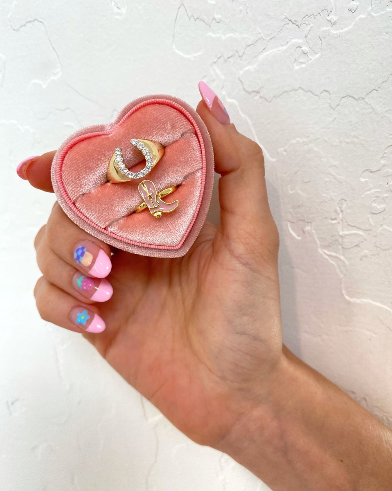 Fashion U Shape Copper Inlay Zircon Rings 1 Piece