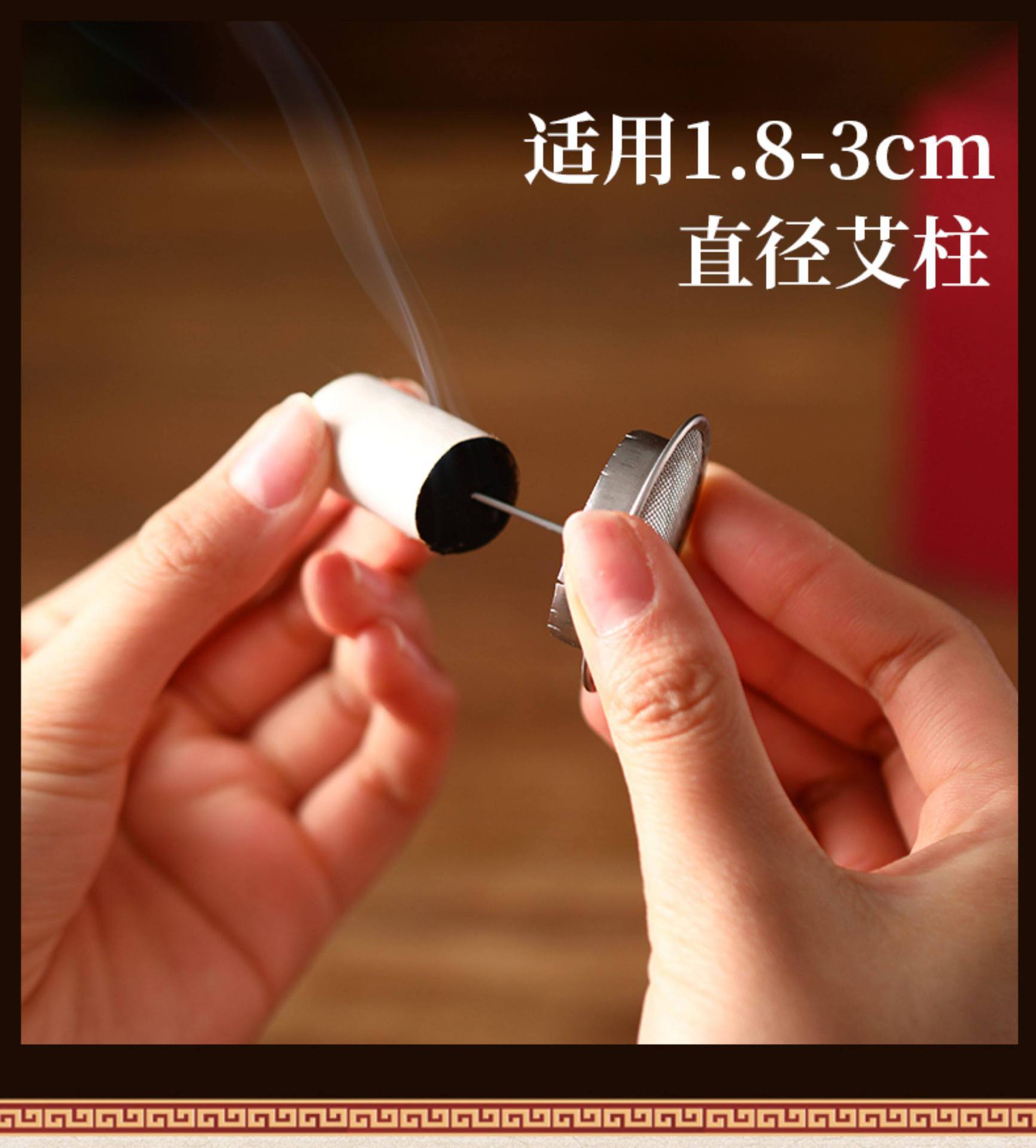 Handheld Moxa Stick Burner Box Wooden Moxibustion Tool with 108 Aged Moxa Cones for Body Warming in use