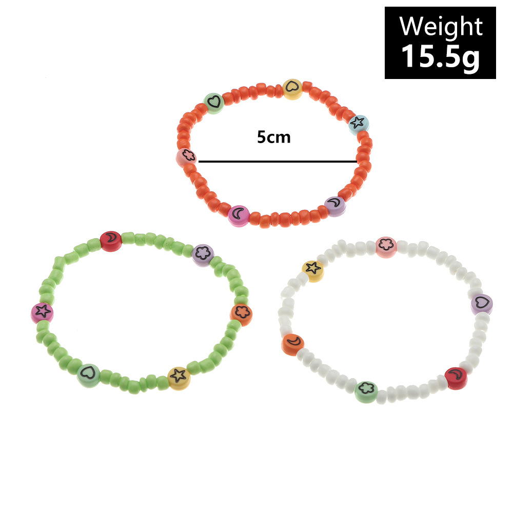 Retro Candy Color Acrylic Star Moon Flat Bead Bracelet Set Wholesale Nihaojewelry display picture 2
