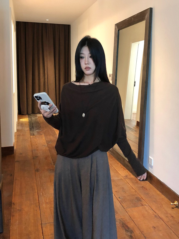 FOX ROOM 气质蝙蝠袖针织衫2025秋季新款宽松通勤羊毛上衣女Y110|undefined