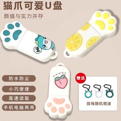 卡通u盘猫爪可爱女生迷你U盘256g大内存32g车载u盘创意卡通高颜值