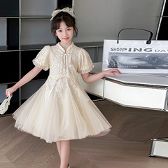 女童新中式旗袍連衣裙夏裝2024新款洋氣兒童公主國風女孩漢服裙子