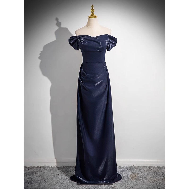 Evening Dress One-Shoulder Host Classy Accessible Luxury Niche Female Singer Solo Performance Dress Vocal Art Exam Dress