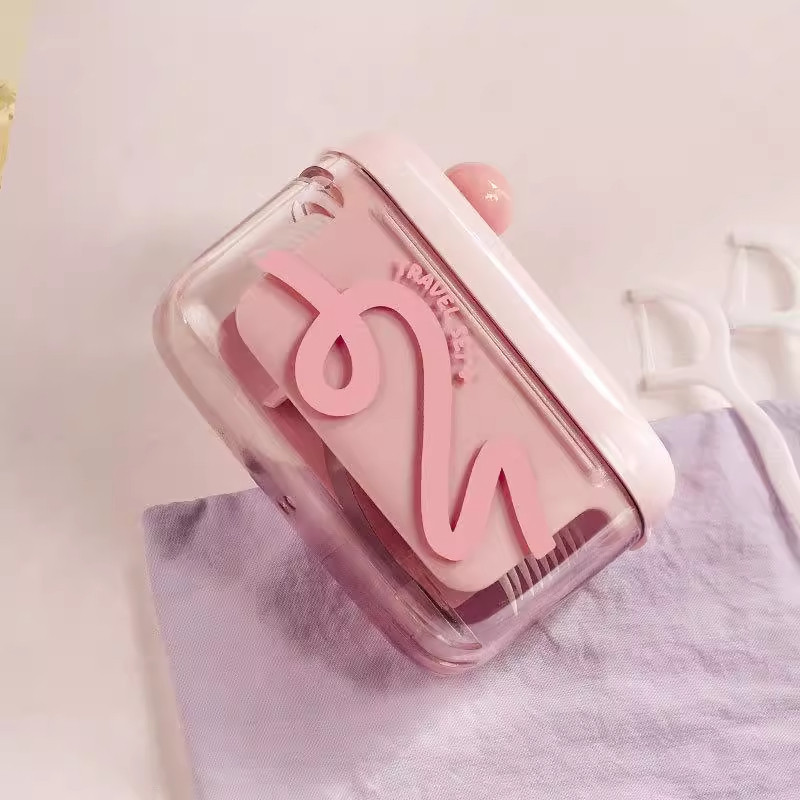 Caja de hilo dental portátil portátil a prueba de polvo, caja de almacenamiento de hilo dental de lujo ligera automática, exquisita