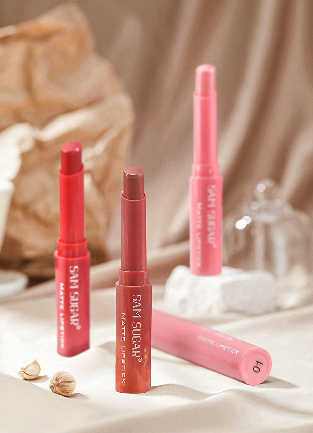 SAM SUGAR 6-color velvet matte Lipstick pen Easy to apply bevel rotating Lipstick undefined
