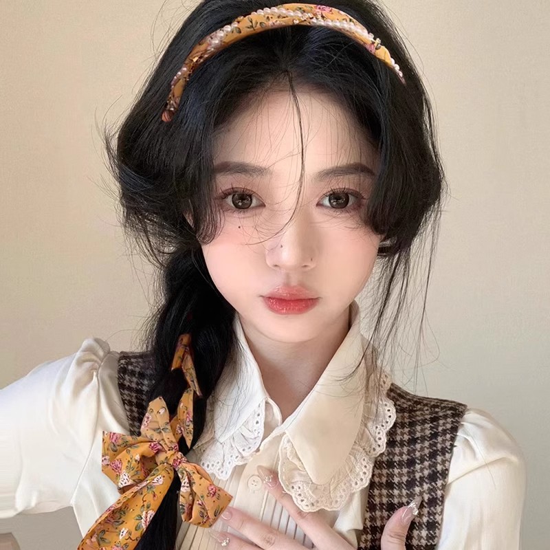 Retro trenzado banda de cabello para mujeres 2025 nueva banda de cabello flotante banda de cabello bufandas de seda banda de cabello todo el sistema de tarjeta de cabello tocado de moda