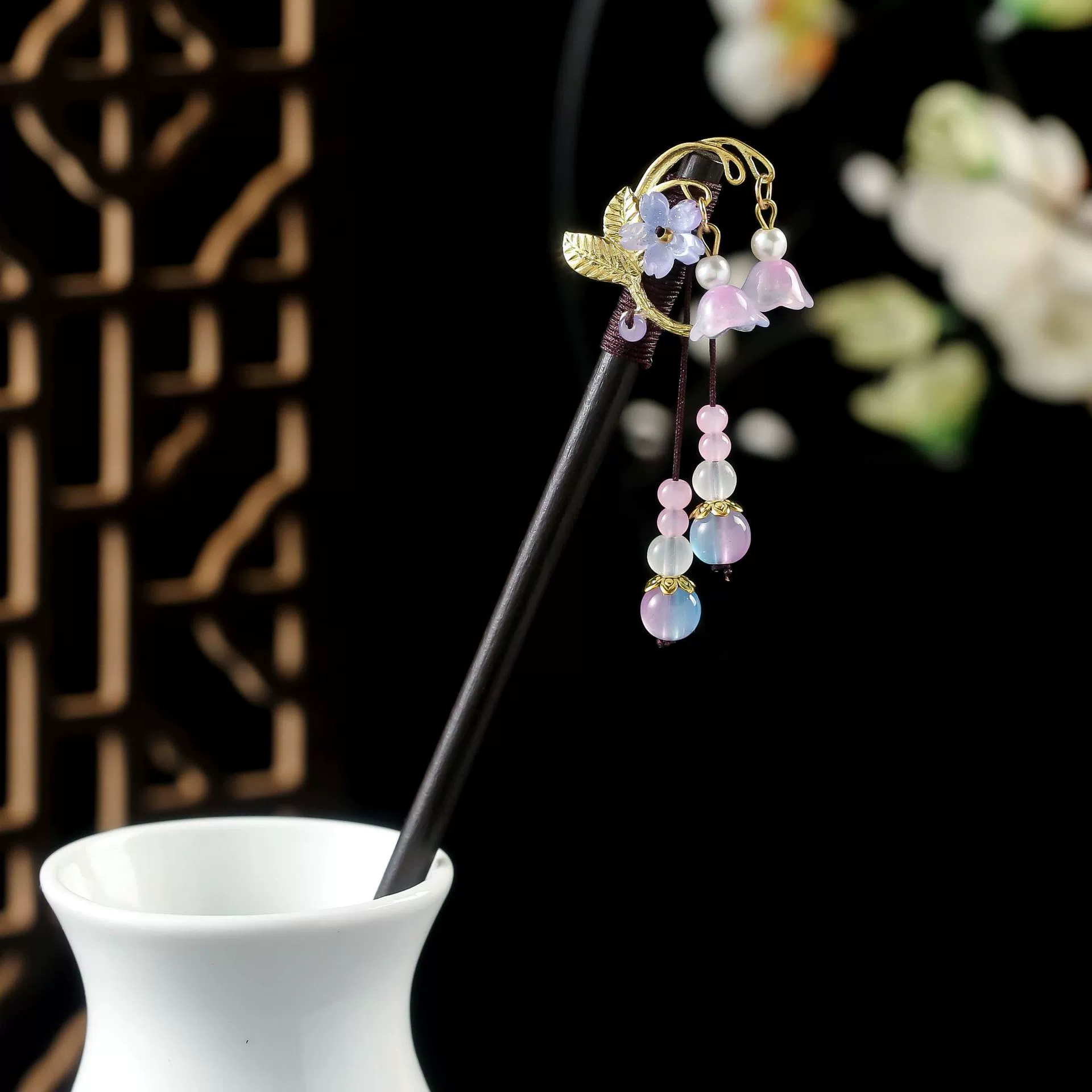 Fresh retro Chinese hairpin with tassels sandalwood, cheongsam, hairgrip, hair accessory